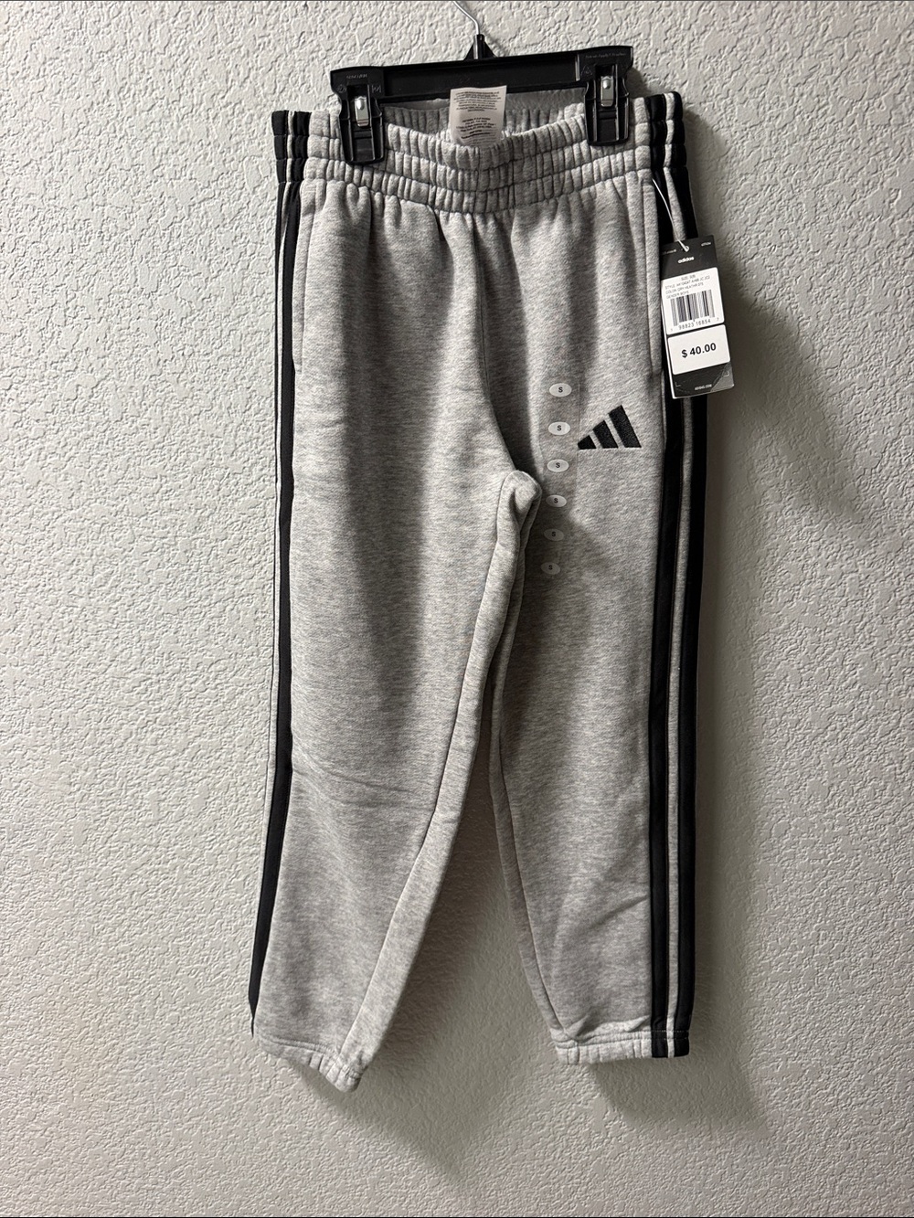 adidas Gray Jogger Sweatpants with Black 3-Stripes